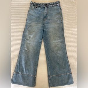 Current/Elliot cropped wide leg braided belt jeans